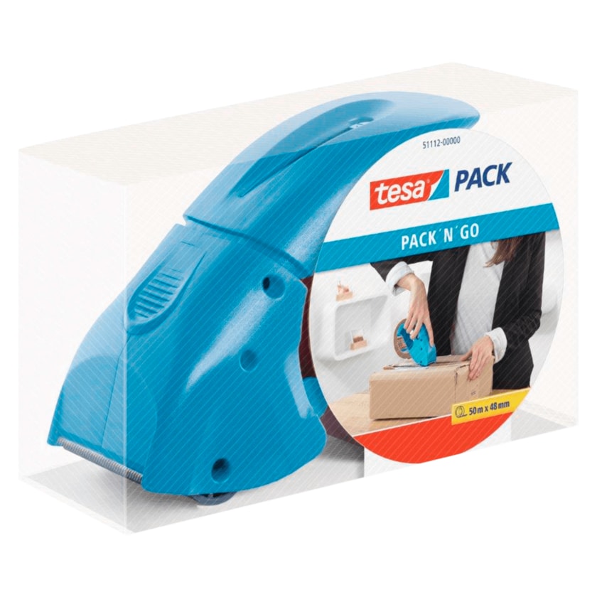 Tesa Pack Packband-Handabroller Pack'n'Go blau